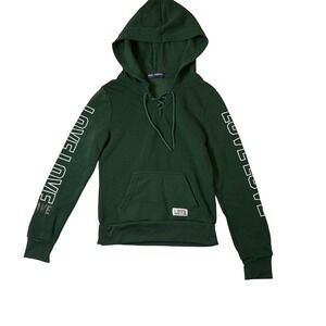 Roma Concept by Rosee‎ Womens Forest Green LOVE Graphic Lace Up Hoodie Small